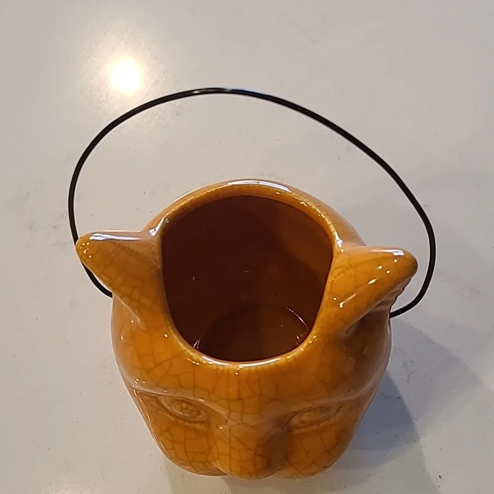 Pottery Barn Vintage Ceramic Cat Head Decor